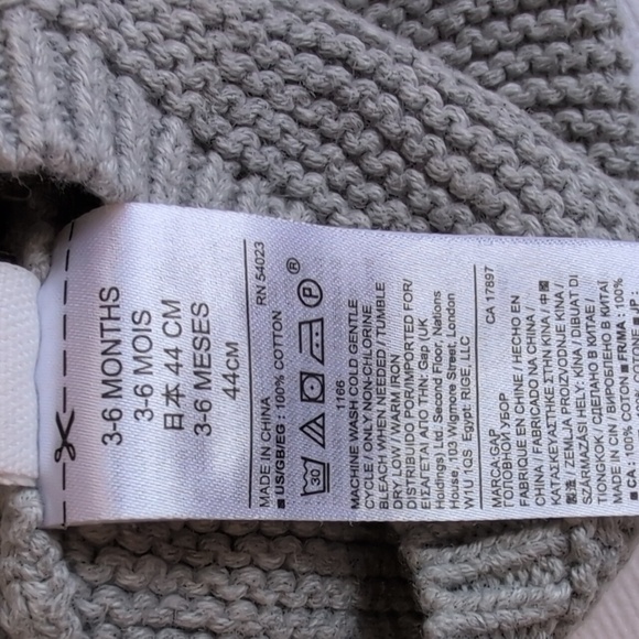 babyGap 100% cotton garter knit gray brannan bear hat tuque 3-6 months baby - Picture 3 of 4
